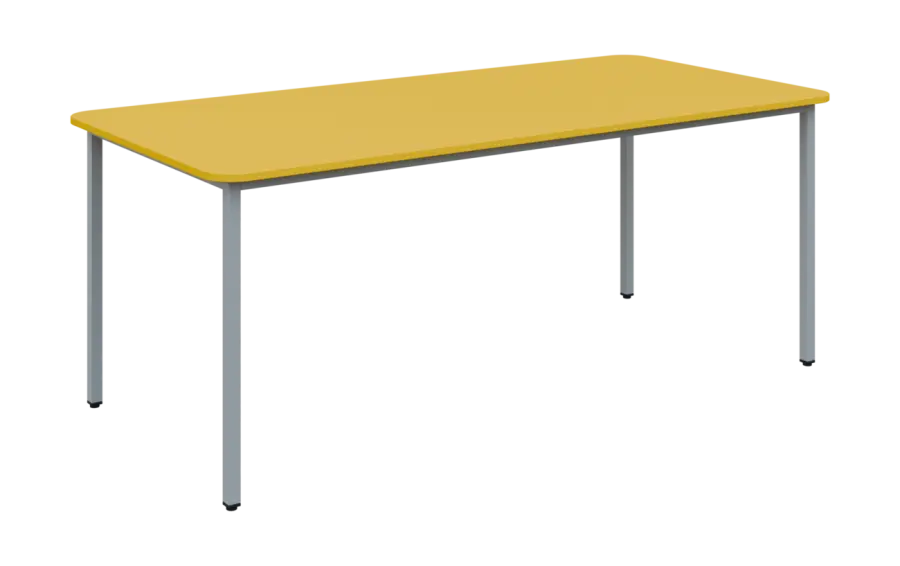 JSBR 190N Jídelní stůl 1900 x 900 mm, deska žlutá odio / podnož stříbrná